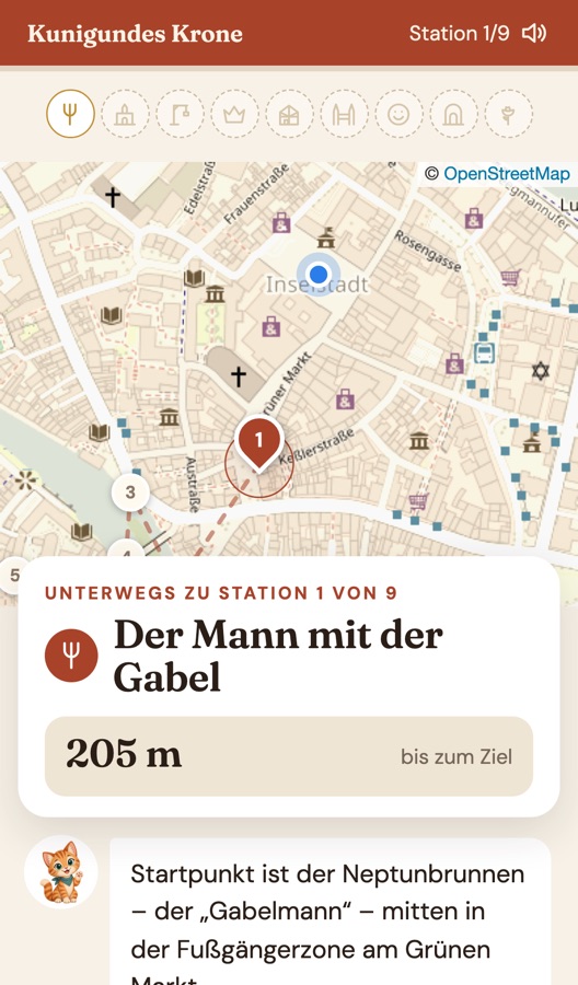 Live-Karte zur nächsten Station