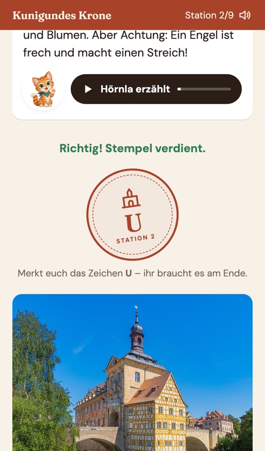 Stempel und Illustration nach dem Lösen